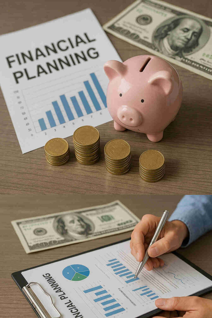 Salary Planning Piggy bank with coins and rupee notes beside SIP jar, depicting savings and investment ideas in smart ₹20,000 सैलरी प्लानिंग